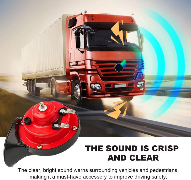 KVAEY Super Loud Car Snail Horns, 12V 300DB Durable Car Horn Kit, High Low Tone Universal Waterproof Car Air Electric Snail Horn, Vehicle Air Horn Replacement for Motorcycle Truck (Red, 1 PCS) - Image 5